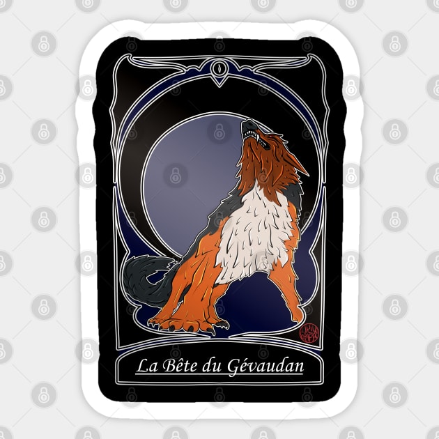 La Bete du Gevaudan - folklore Lozere Ardeche Sticker by Ukiyograph